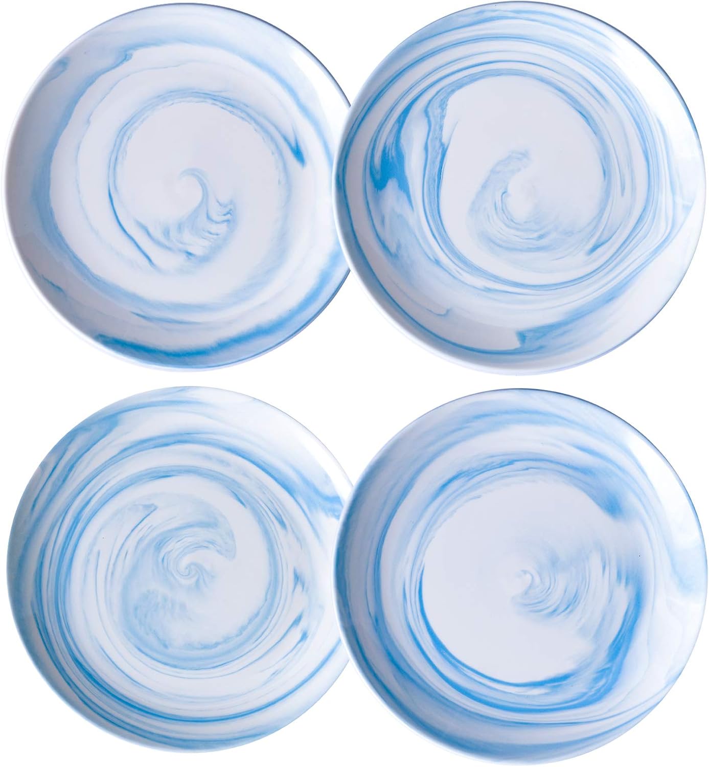 8-inch Blue Marble Dinner Plates Set of 4