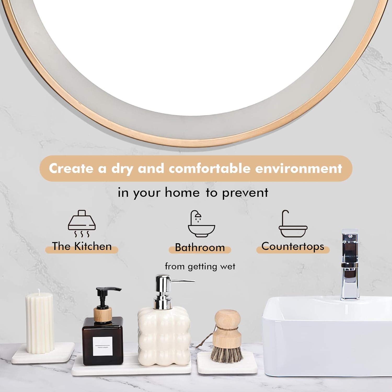 Fast Drying Diatomite Absorbent Kitchen Bathroom Tray