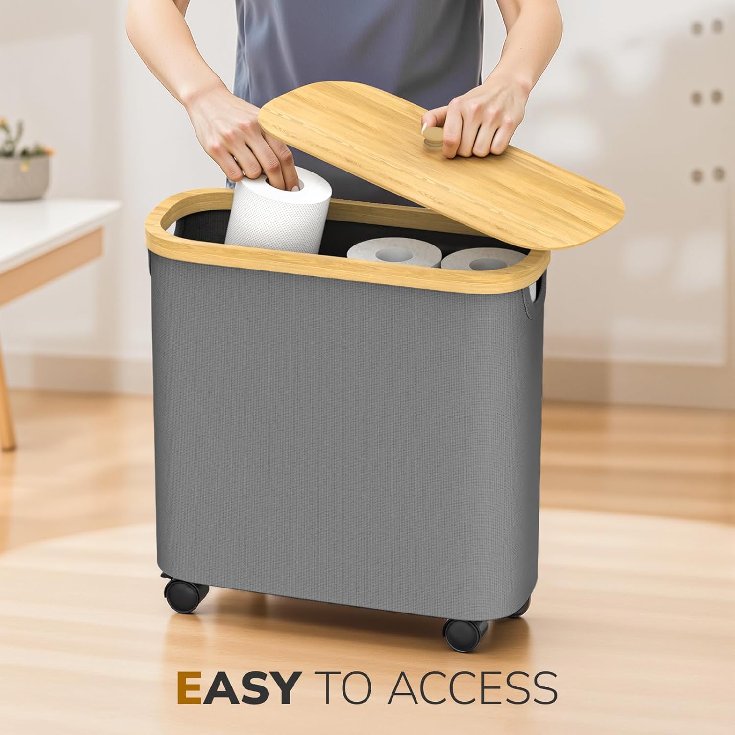 Convenient Toilet Paper Holder Organizer with Wheels for Bathroom Use