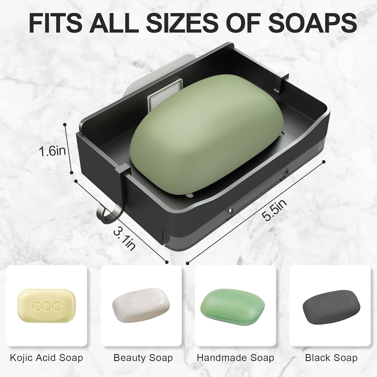 Space-SavingMulti-Functional 2-Piece Washroom Organiser with Drainage for Tiles Glass