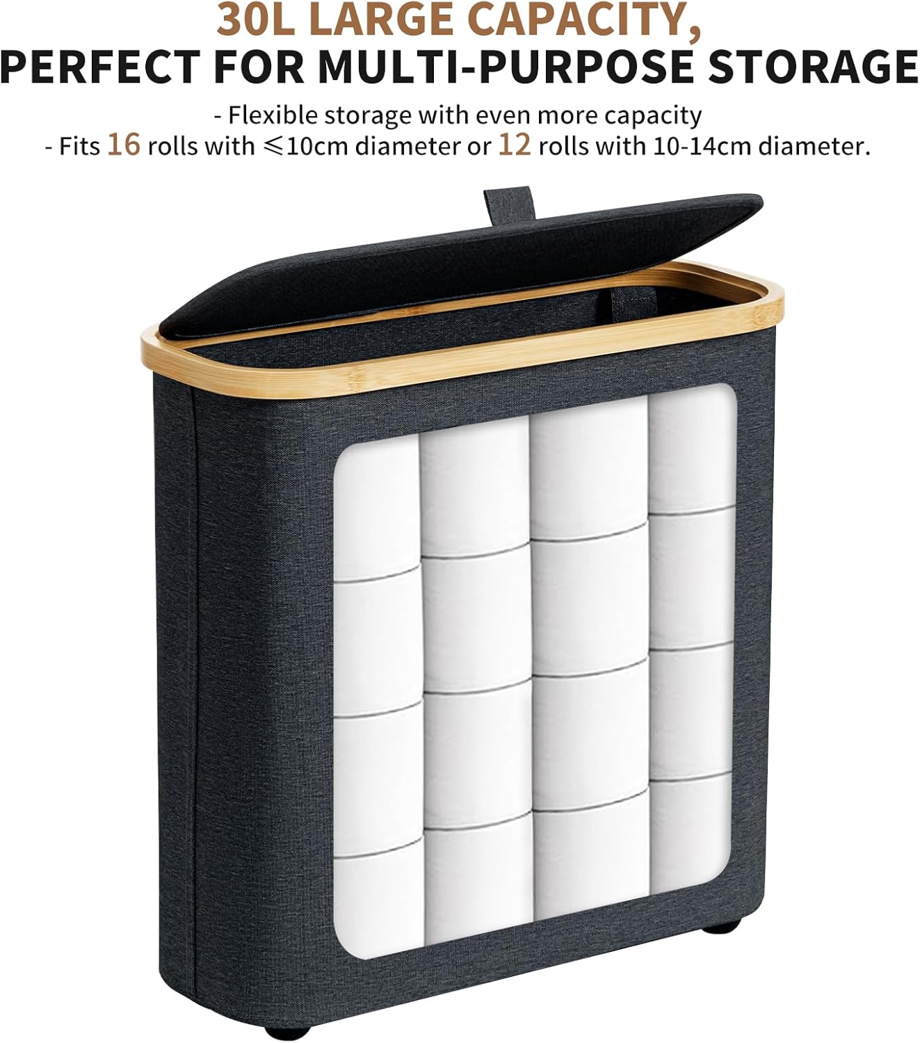 AiseNnO 30L Toilet Paper Storage Basket with Lid Handle