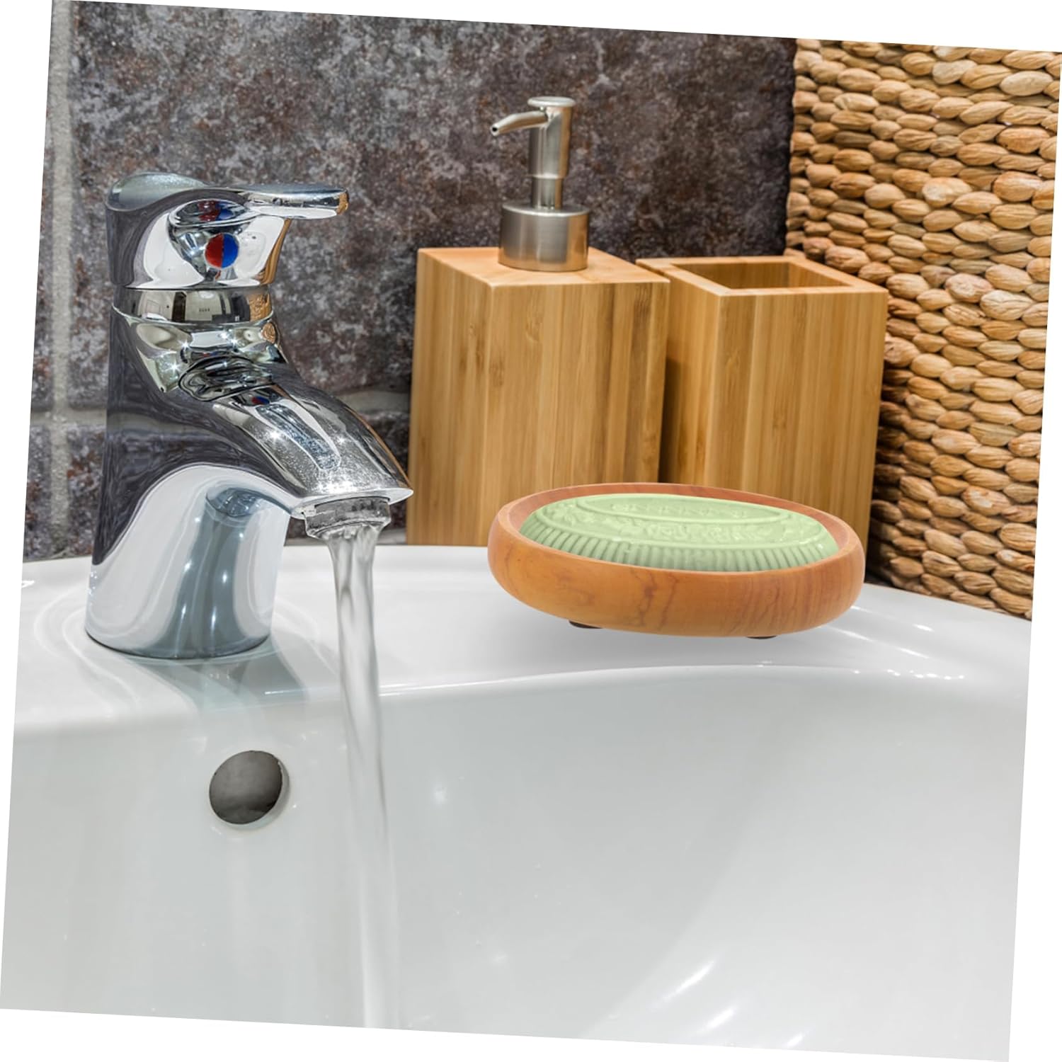 Natural Wood Soap Dish for Bathroom