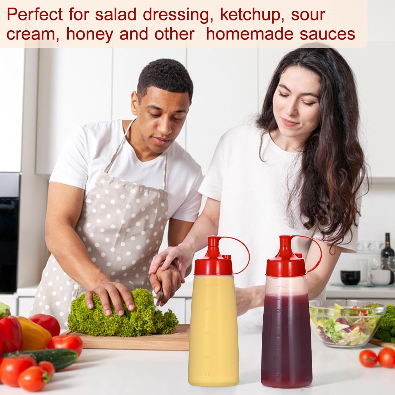Uceoo2 Pack Condiment Squeeze Bottles - Sturdy BPA-free FDA Certified for Professional and Home Use