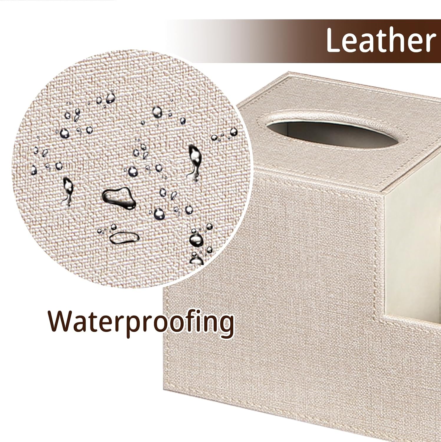 BLIENCE PU Leather Tissue Box Cover with Remote Holder