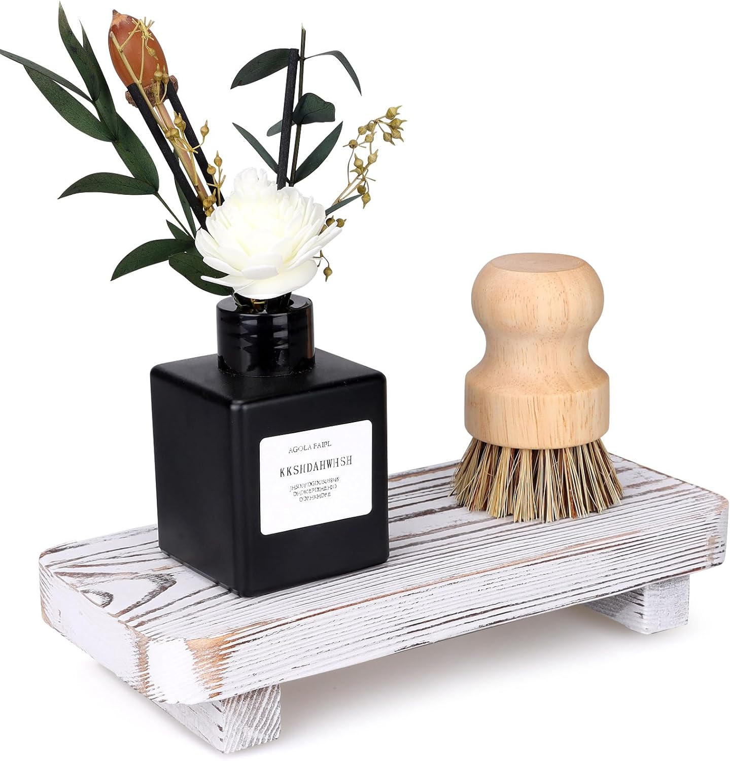 GT WCS001Bathroom Counter Organizer Wooden Pedestal Stand White for Sink Decor Organization