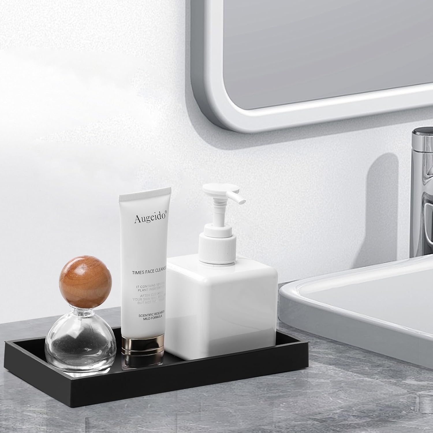 Bathroom Silicone Vanity Sink Organizer Black
