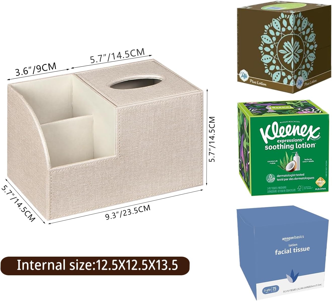 BLIENCE PU Leather Tissue Box Cover with Remote Holder