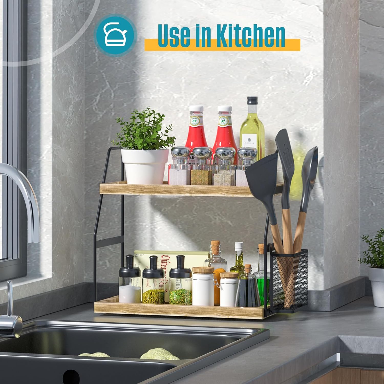 Tired of Cluttered Counters Upgrade Your Bathroom Organizer with the 2-Tier Standing Counter Shelf