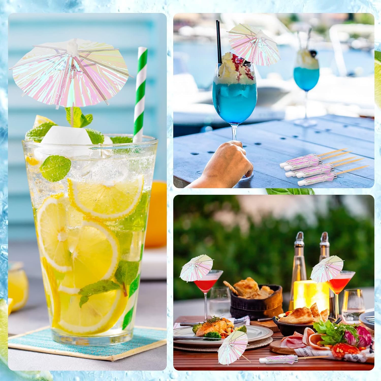 Didaey Fluorescent 50-Piece Parasol Umbrella Cocktail Picks for Summer Outdoor Entertaining