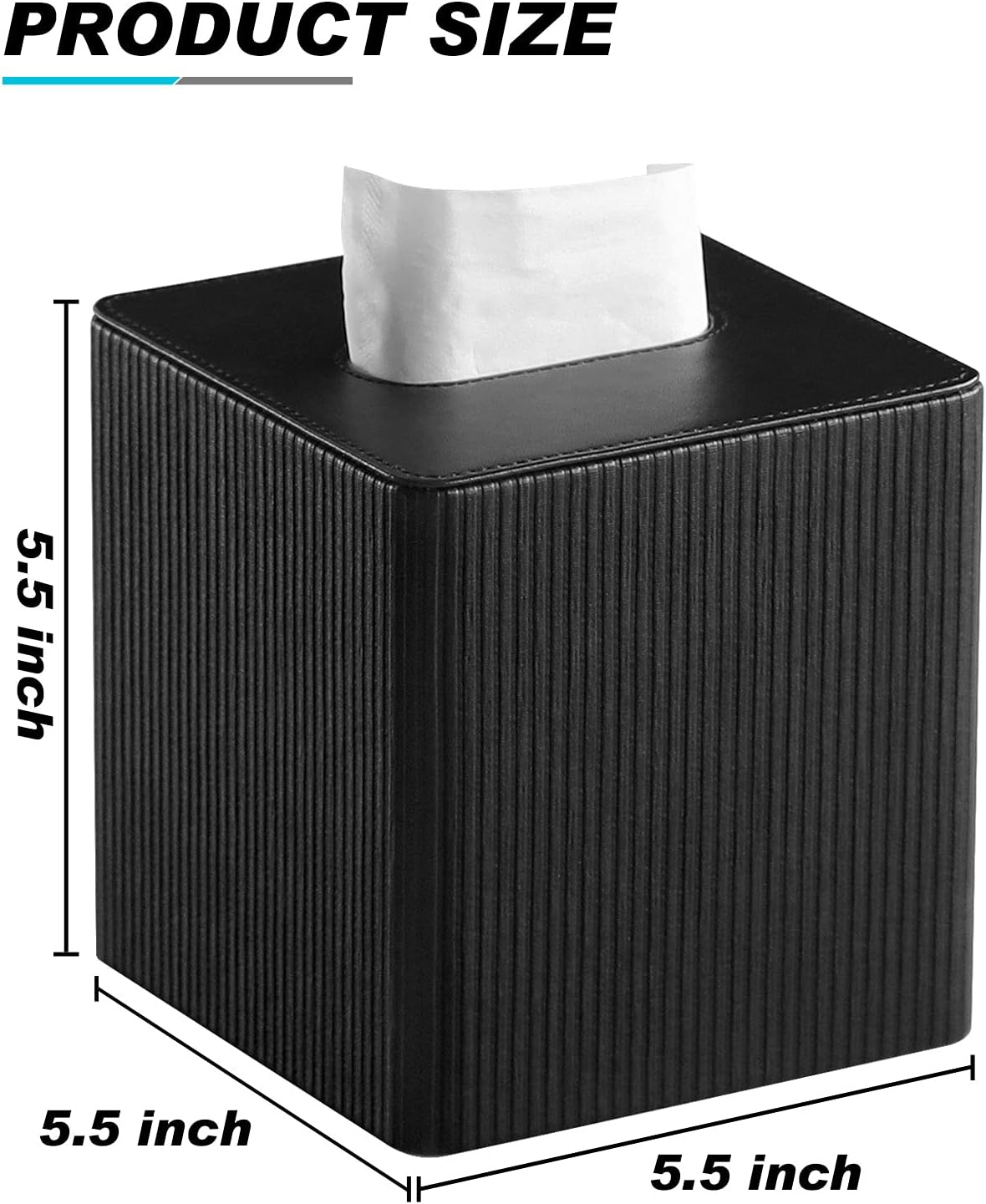 PU Leather Tissue Box Cover with Magnetic Closure