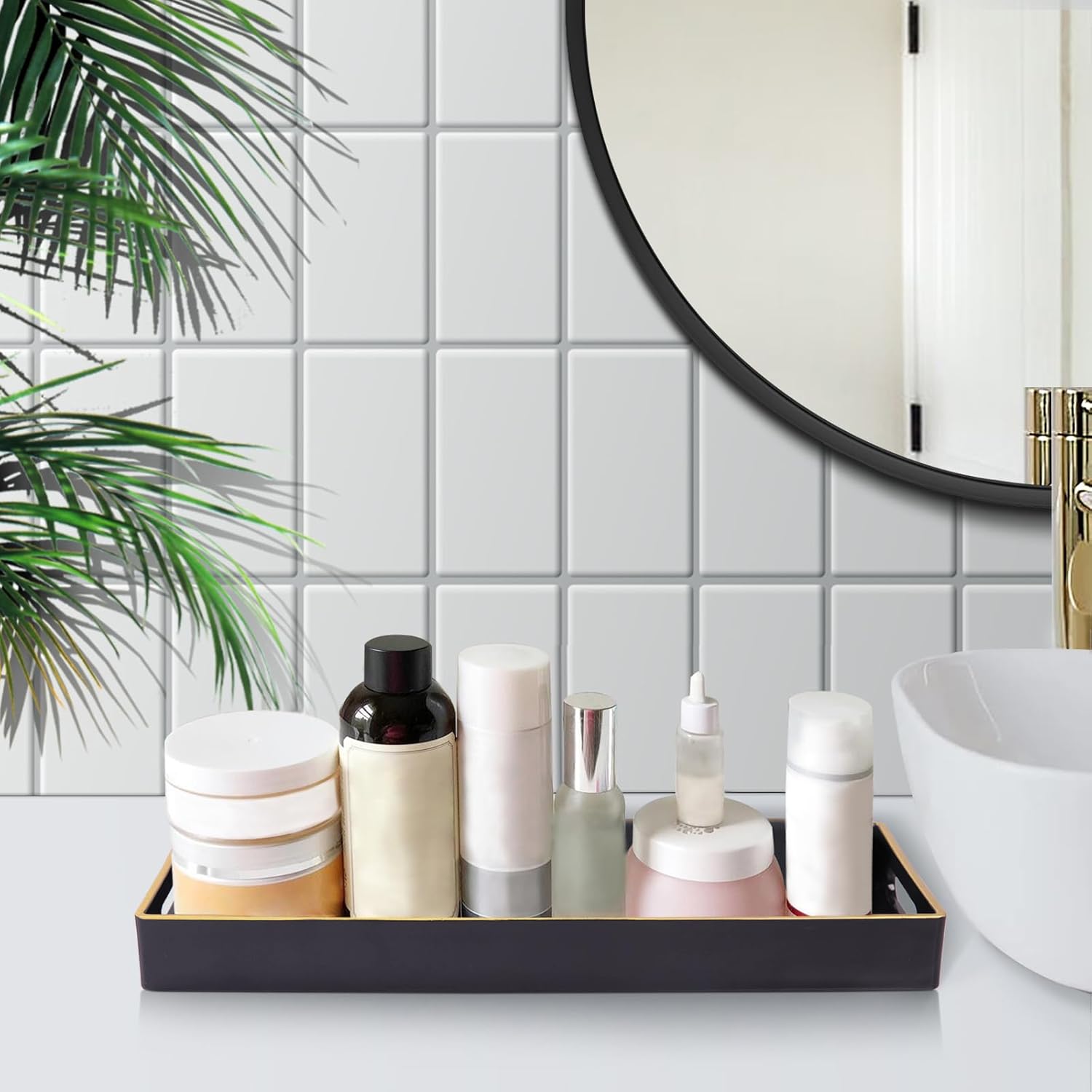 MAONAME Black Bathroom Vanity Tray