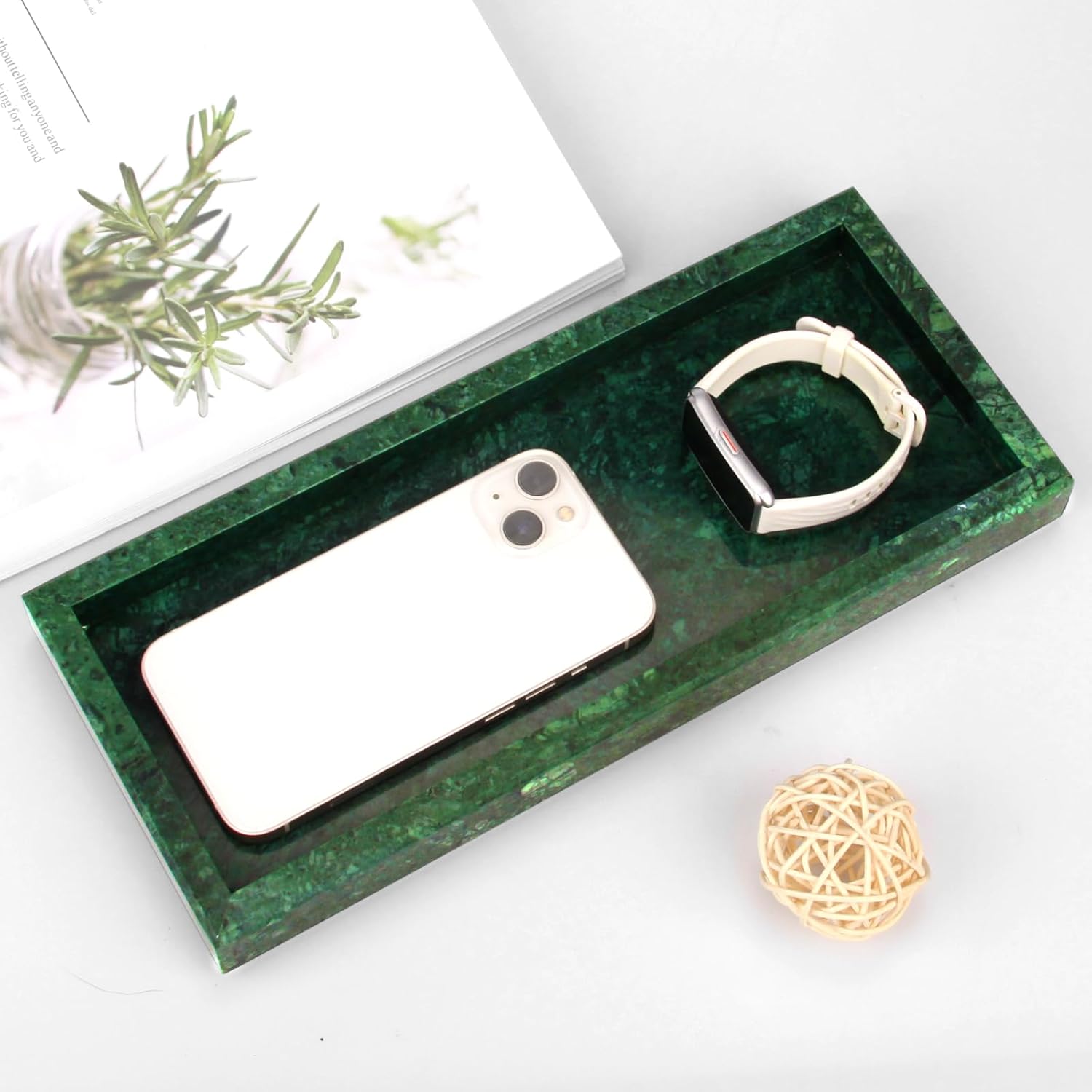 HESHIBI Marble Vanity Tray with Green Color