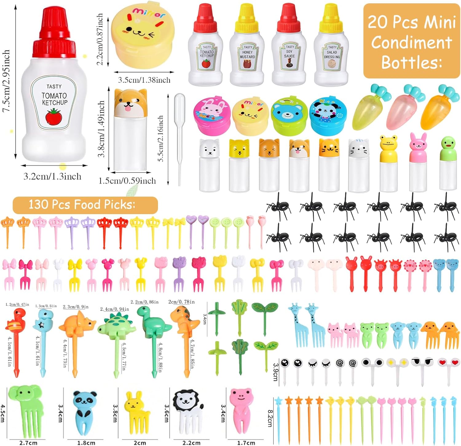150 Animal Pattern Condiment Squeeze Bottles Perfect for Bento Lunches