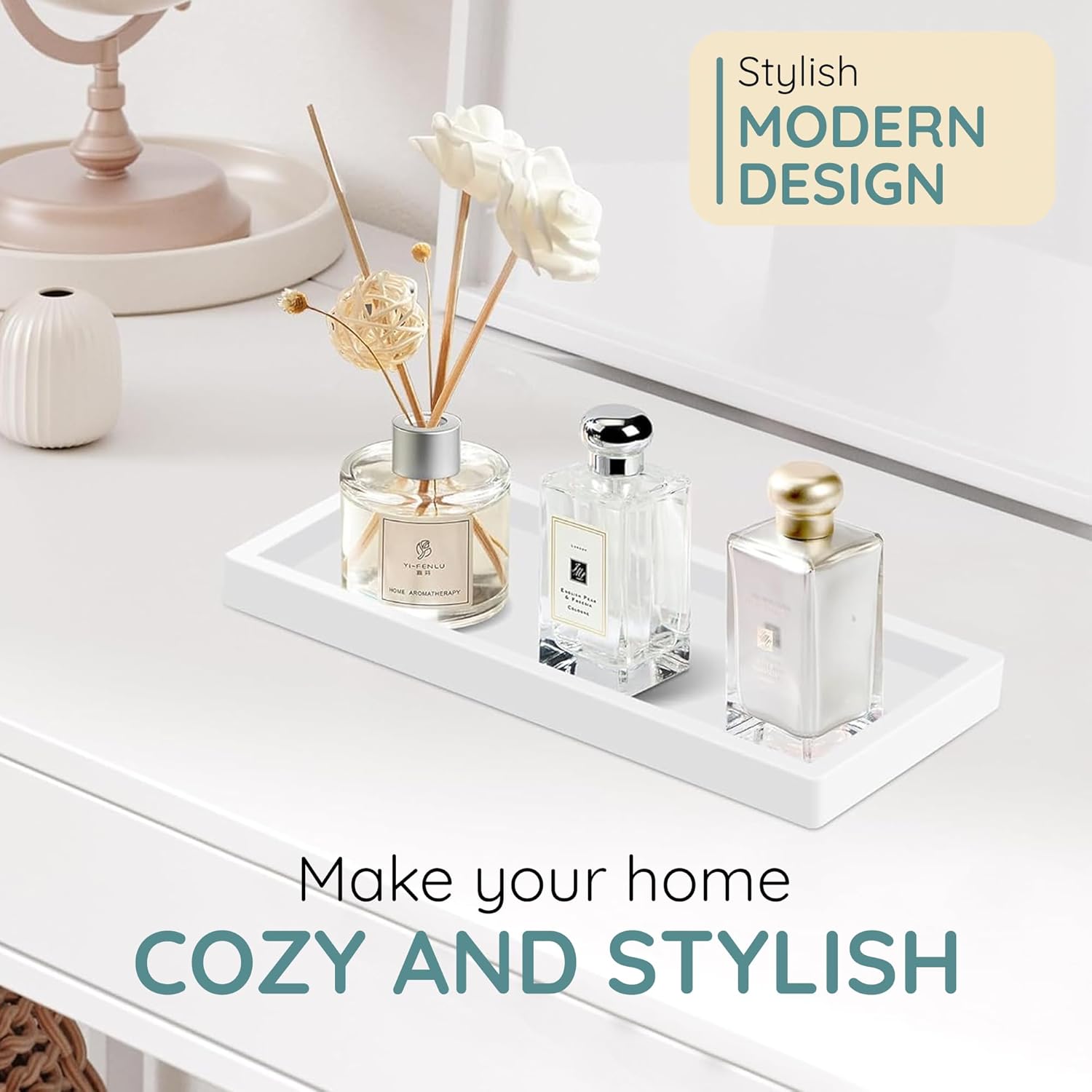 Lavatoria Silicone Countertop Tray 2 Piece Large Vanity Organizer
