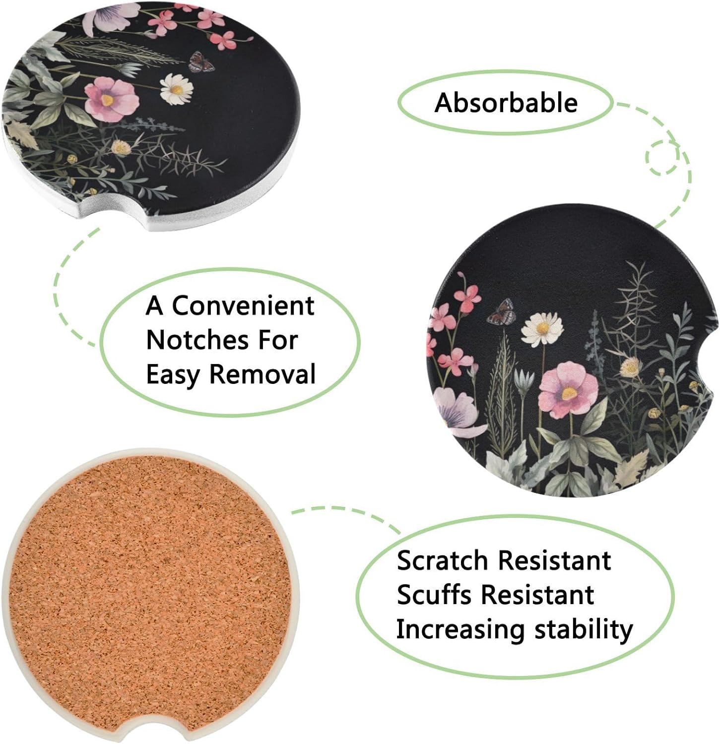 Takiito 2-Piece Car Cup Holder Coasters - Durable and Stylish for Secure Protection