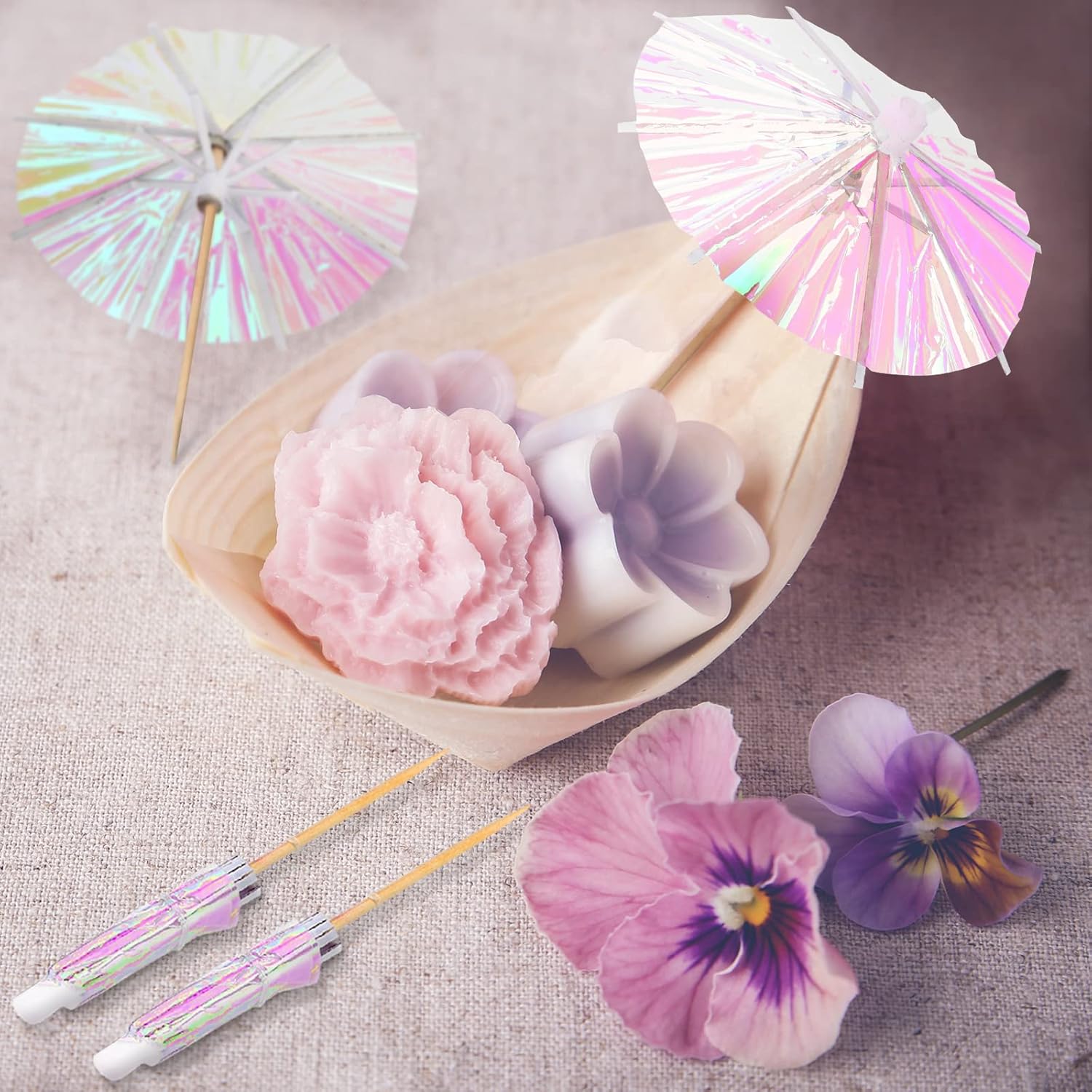 Didaey Fluorescent 50-Piece Parasol Umbrella Cocktail Picks for Summer Outdoor Entertaining