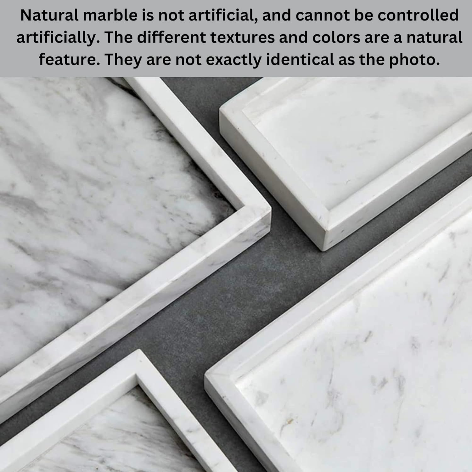 KC KULLICRAFT Natural Marble Tray for Desktop Kitchen Bathroom Organizer
