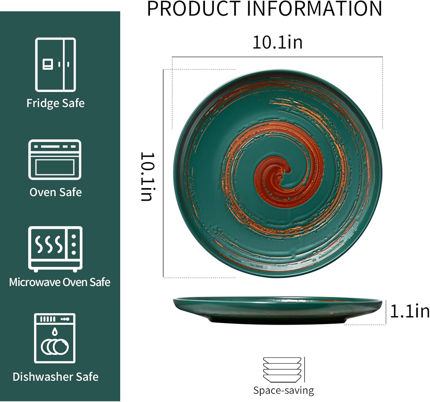 Colorful 101-inch Dinner Plates Set of 4 Classic Design