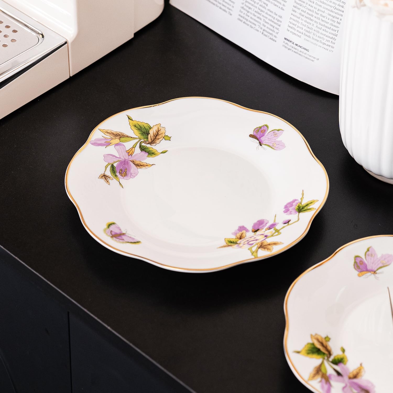 YALONG Ceramic 8-Inch Appetizer Plates china Stackable Set of 2