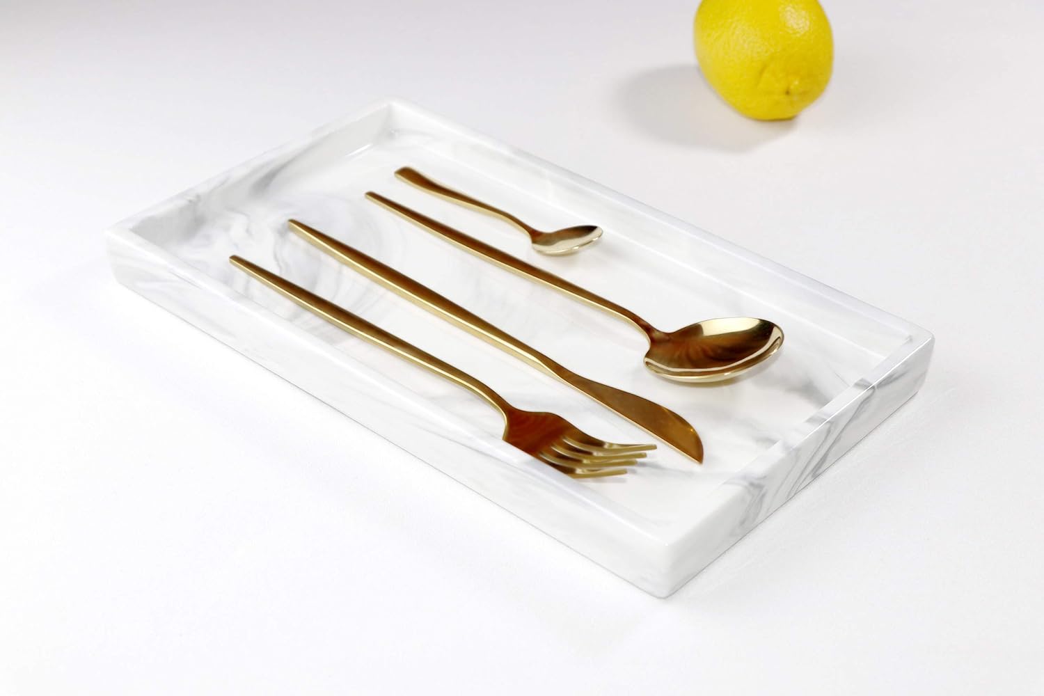 White Marble Ceramic Bathroom Tray
