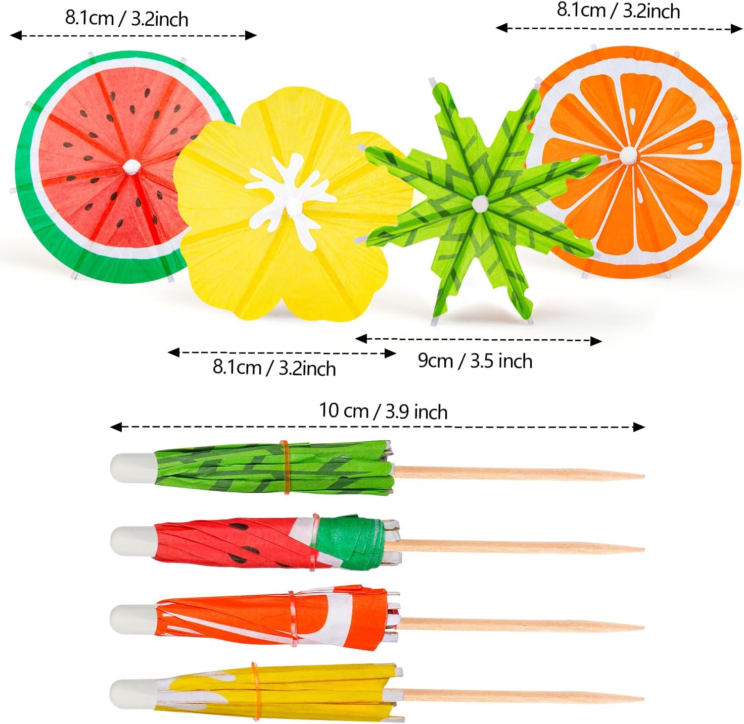 FFNIU 150-Piece Cocktail Umbrellas Assorted Colors Styles