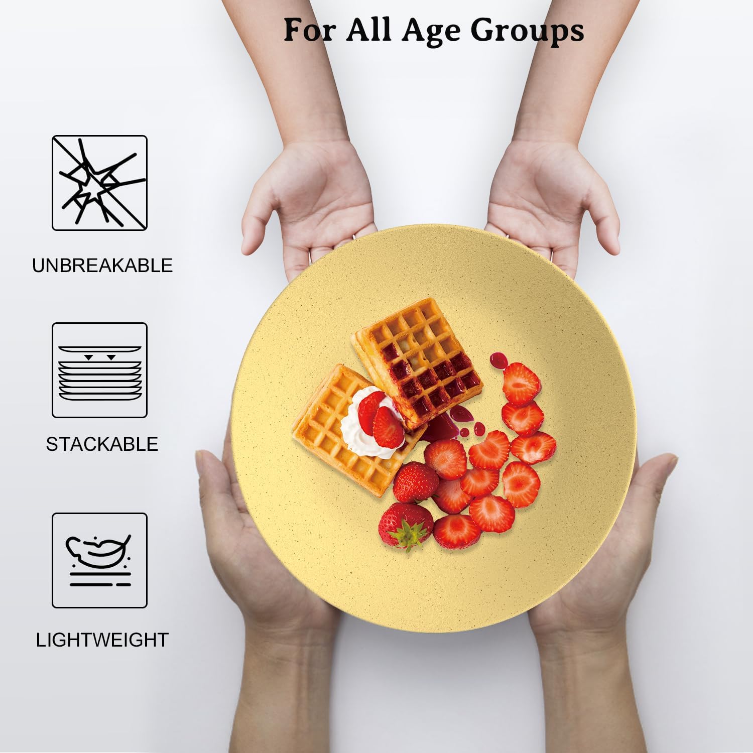 Wrova 10 Inch Wheat Straw Plates Set of 8 Unbreakable