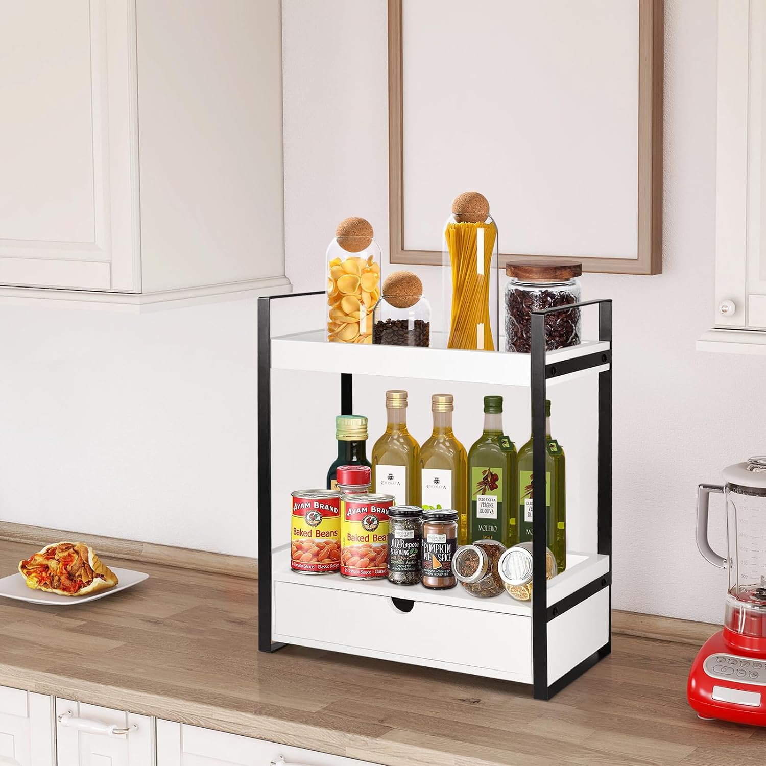 2-Tier Bathroom Organizer with Drawer for Storage