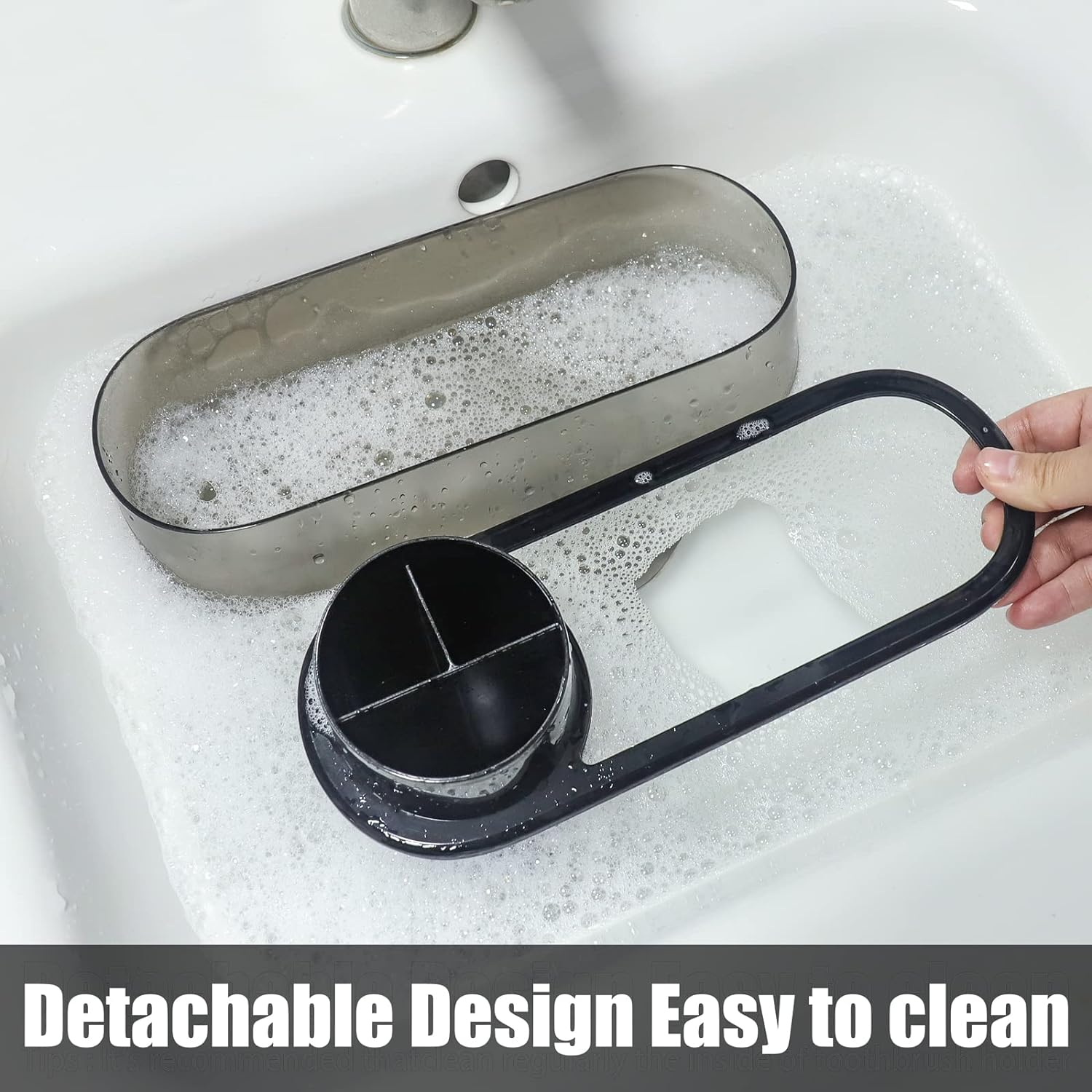 Ayswupt Detachable 5-in-1 Bathroom Toothbrush Holder Organizer