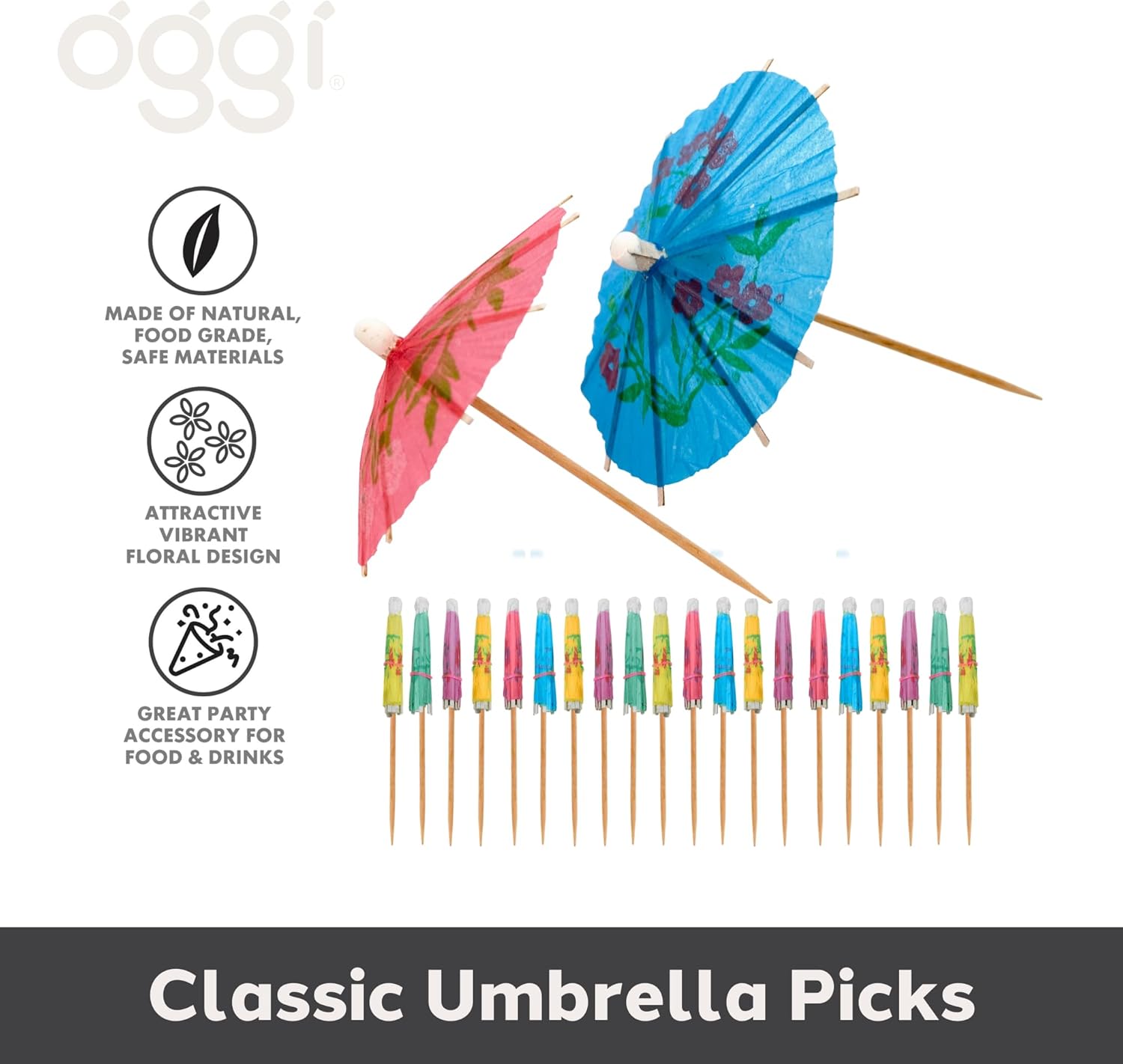 Stylish 20-Piece Cocktail Umbrellas