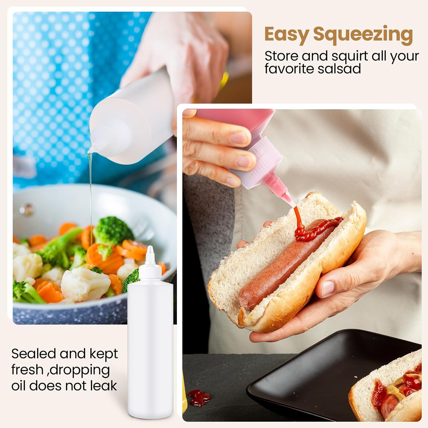 Irenare 30-Piece Plast Squeeze Bottles for Sauces