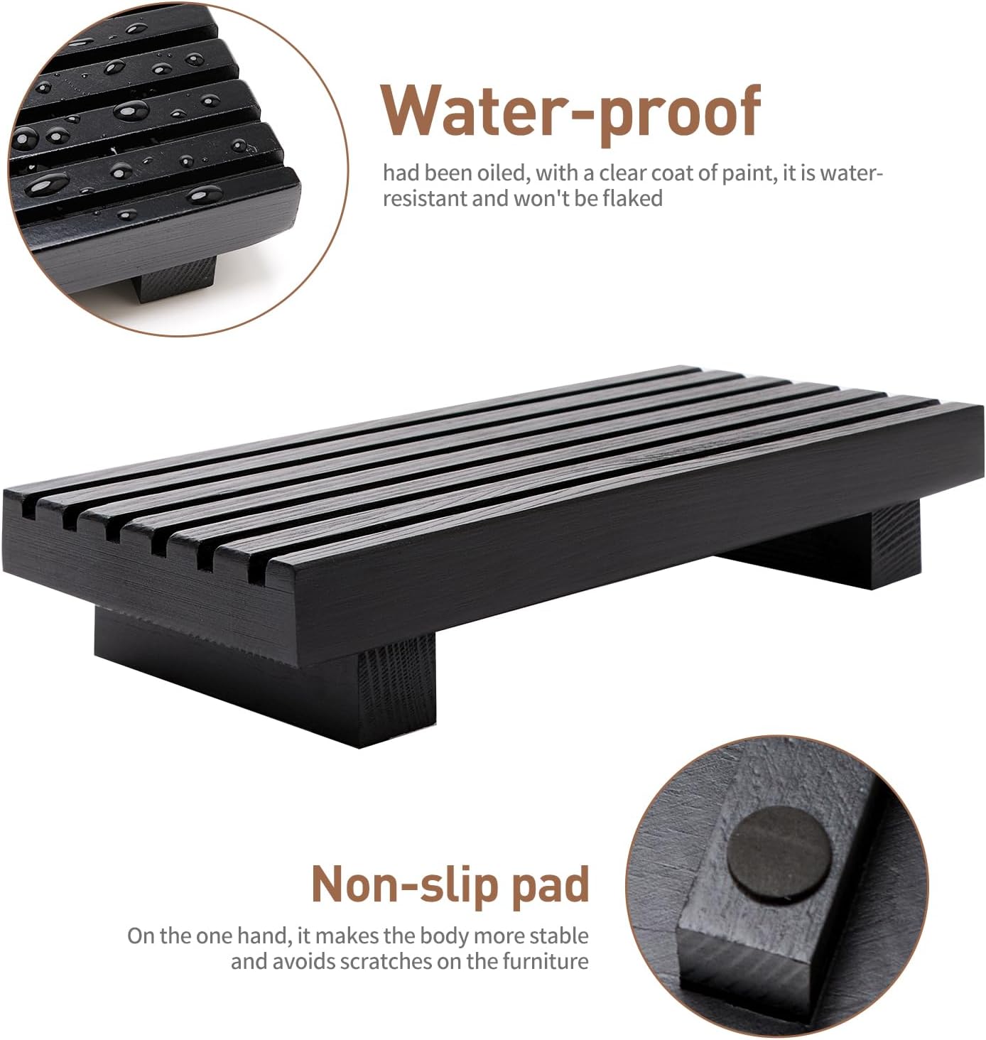 Bathroom Counter Organizer Stylish Wood Pedestal Tray