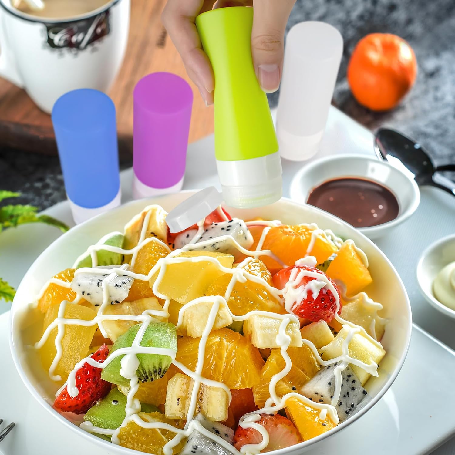 4-Piece Salad Dressing Containers with Travel Brushes