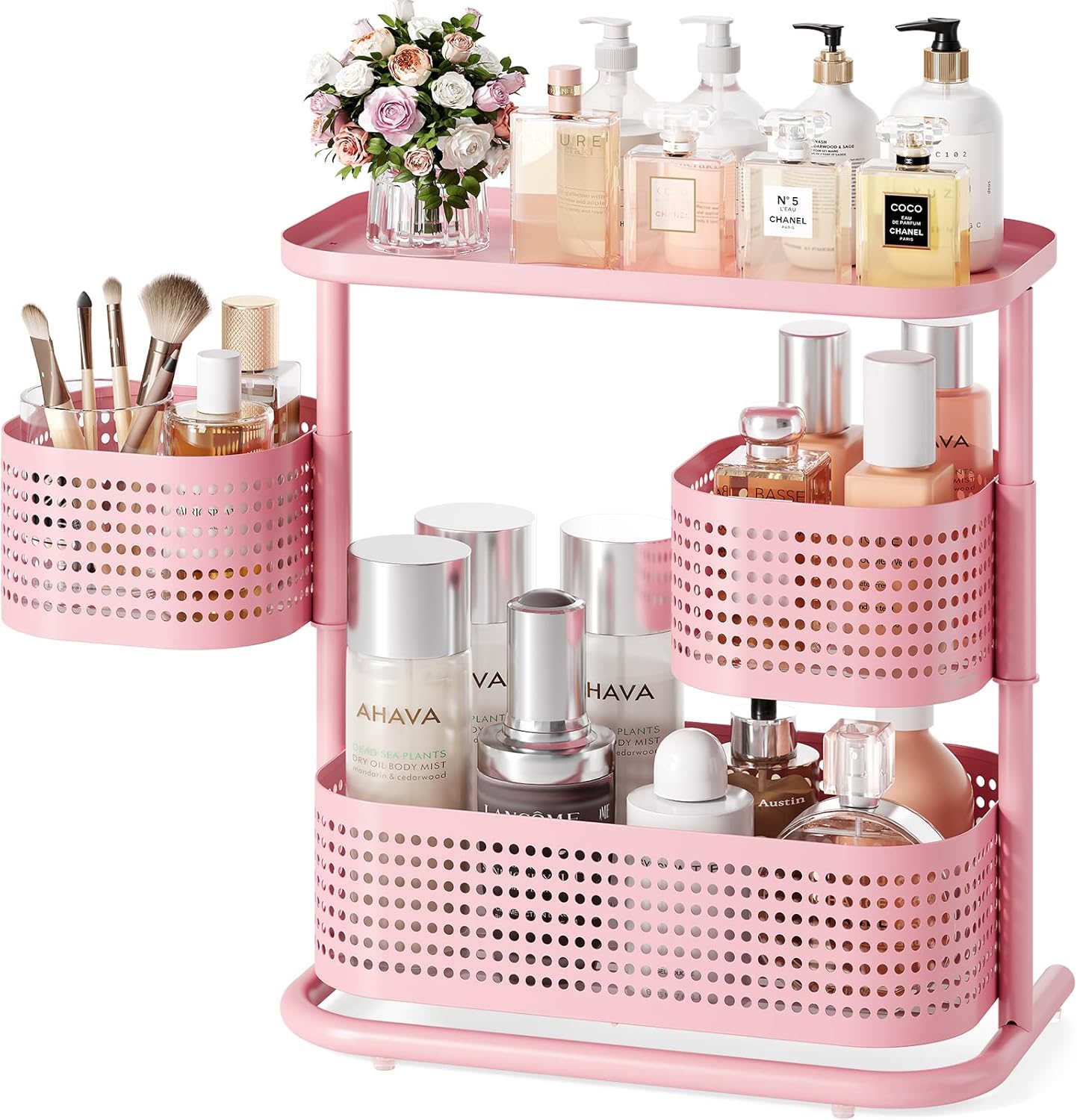 KINGRACK 3 Tier Rotating Bathroom Organizer with Non-Slip Feet