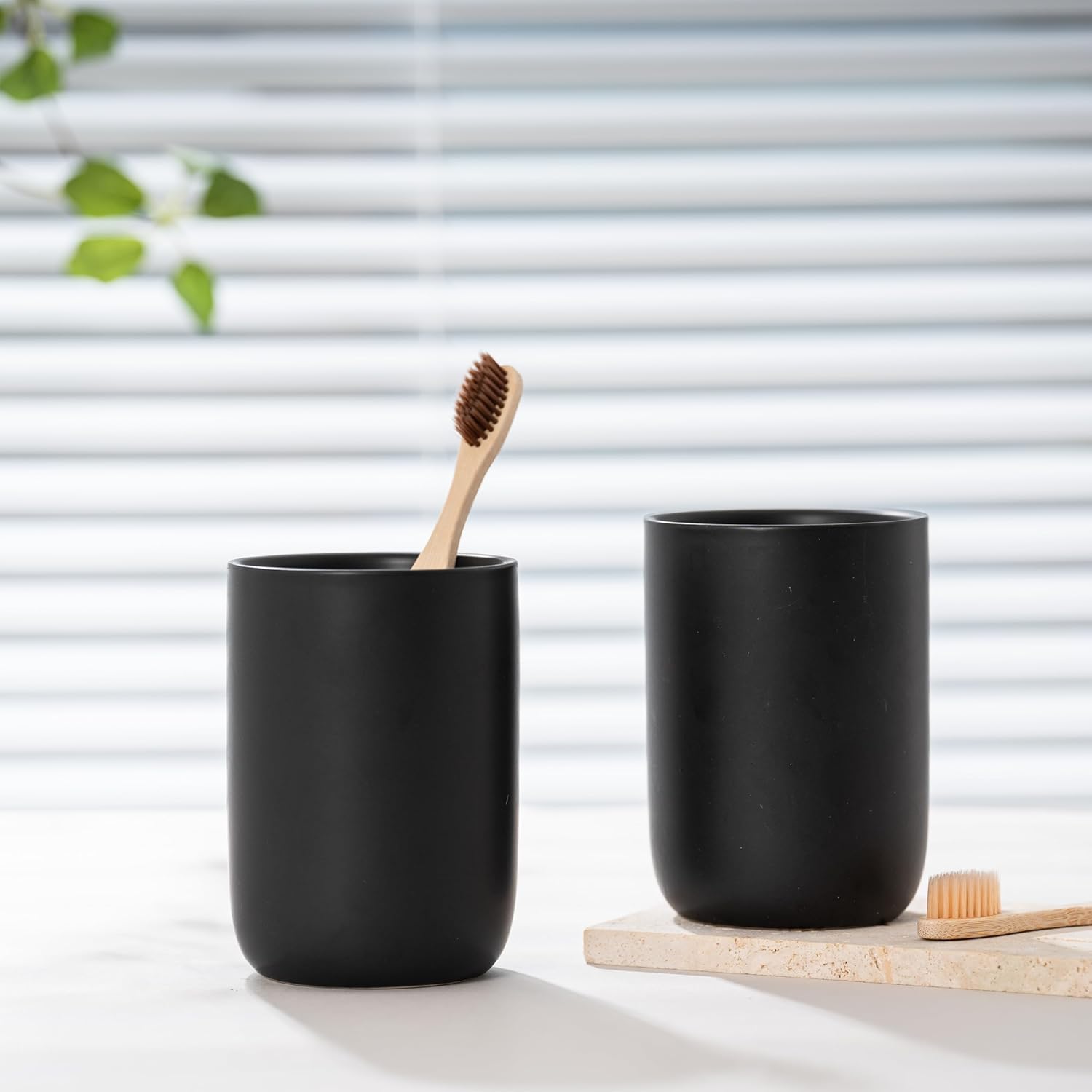 Matte Black Ceramic Toothbrush Cup 433 x 315