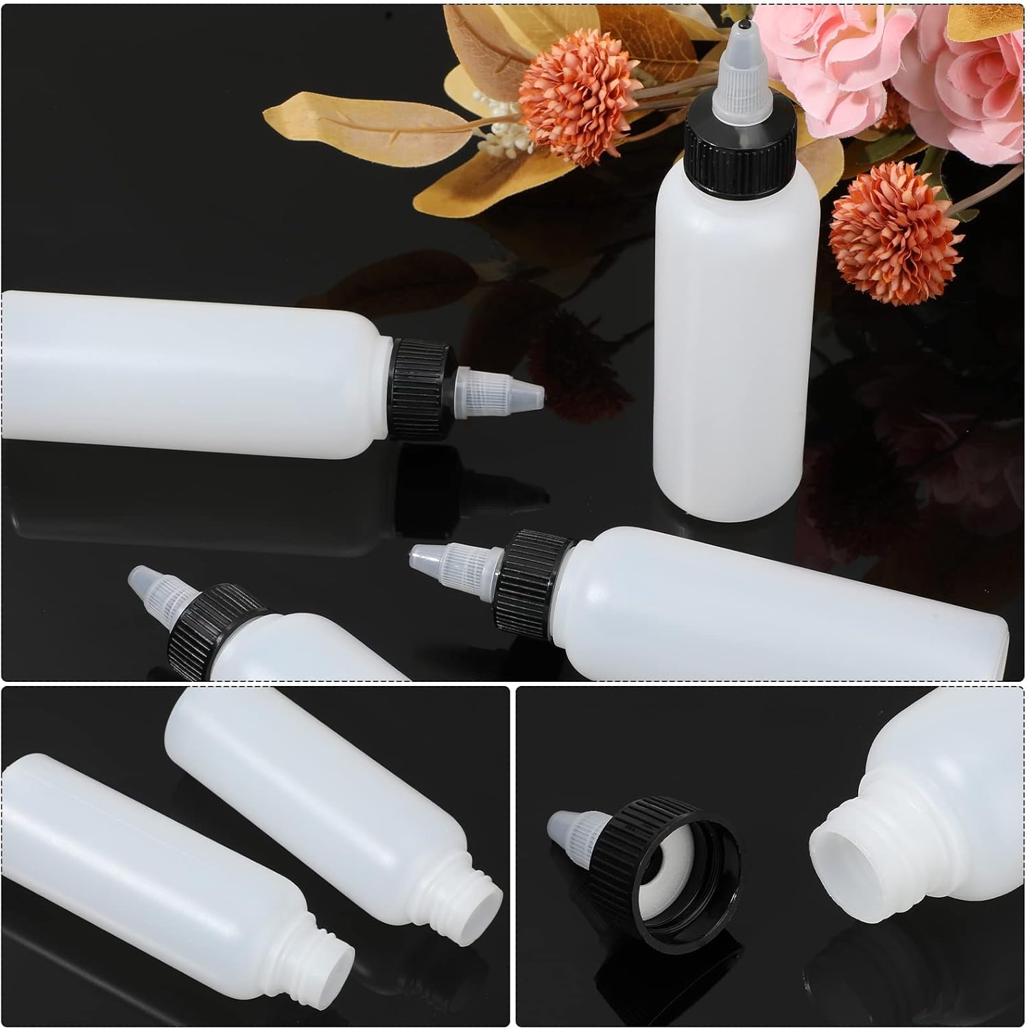 60-Piece Set of 4 oz Plastic Squeeze Bottles