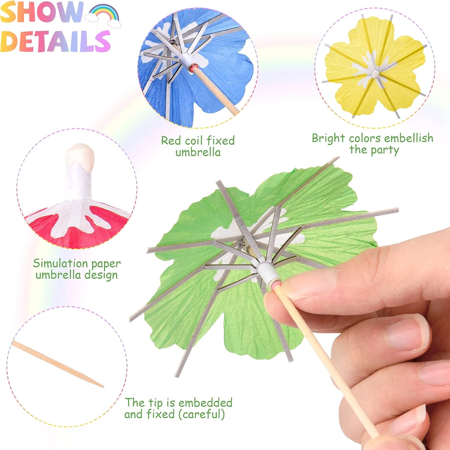 GLOWING Sunset TROPICAL Umbrella Picks Set 150