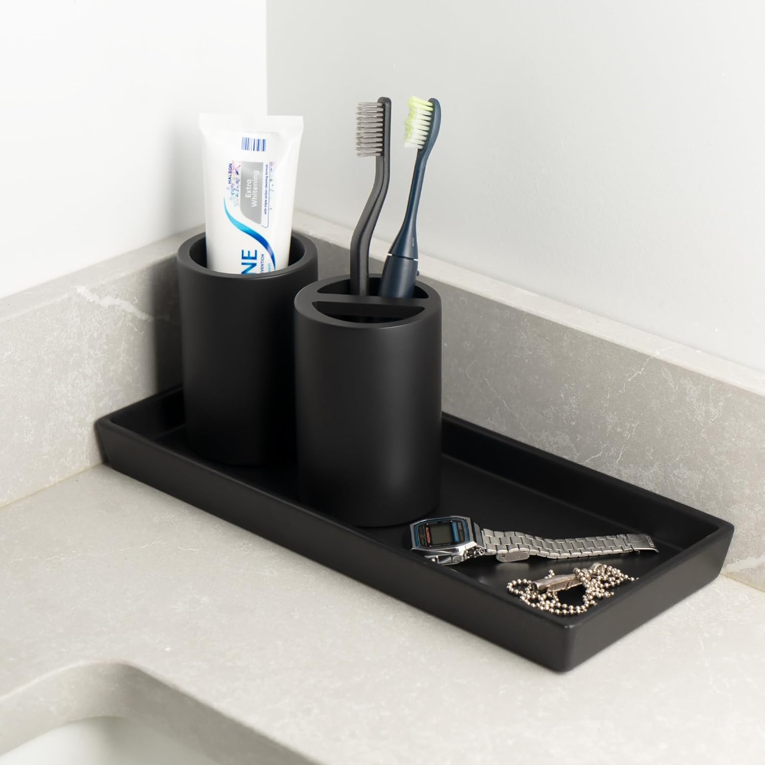 JO LAVIE MATTE BLACK RESIN BATH TUMBLER CUP