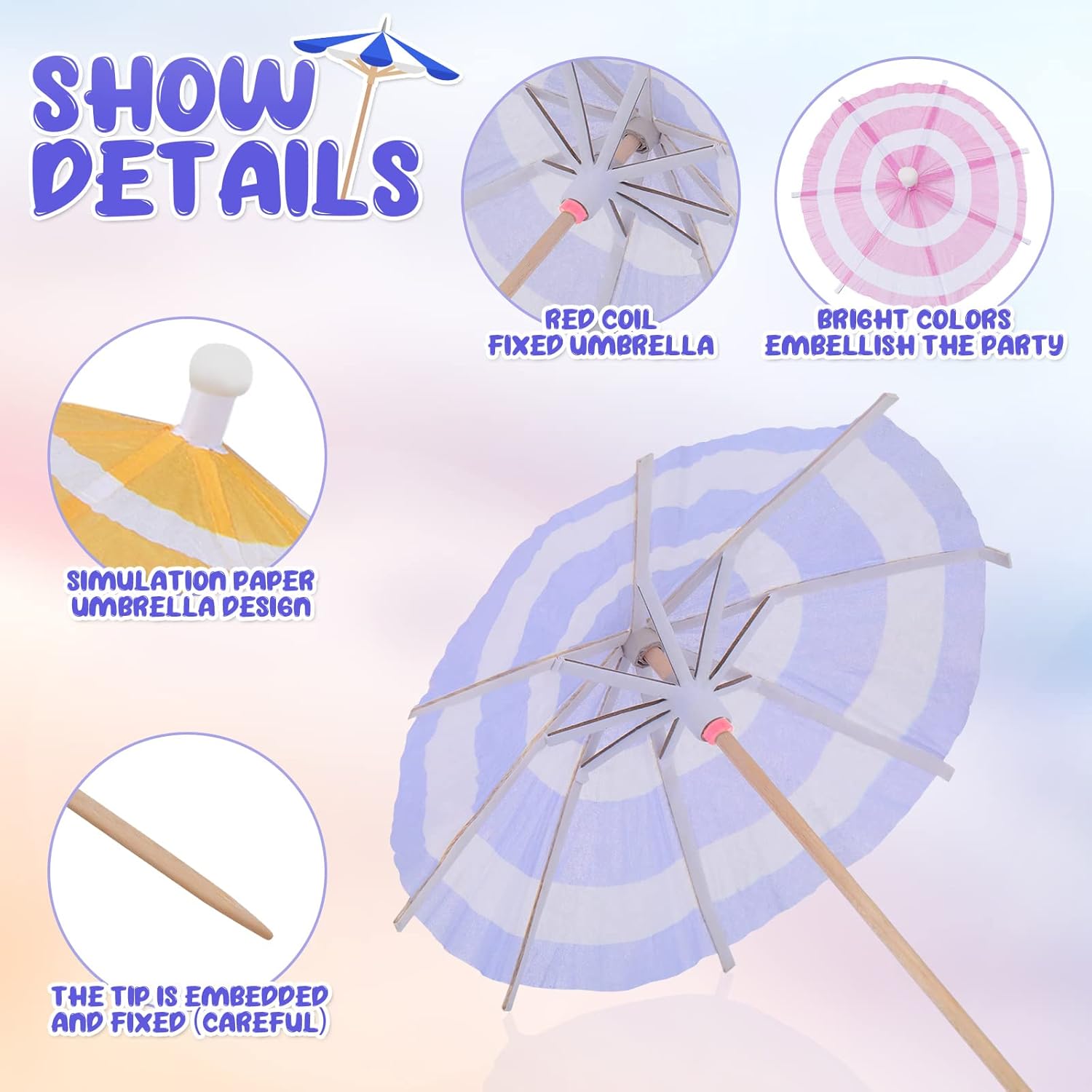 150-Count tropical umbrella picks for parties weddings and tropical drinks