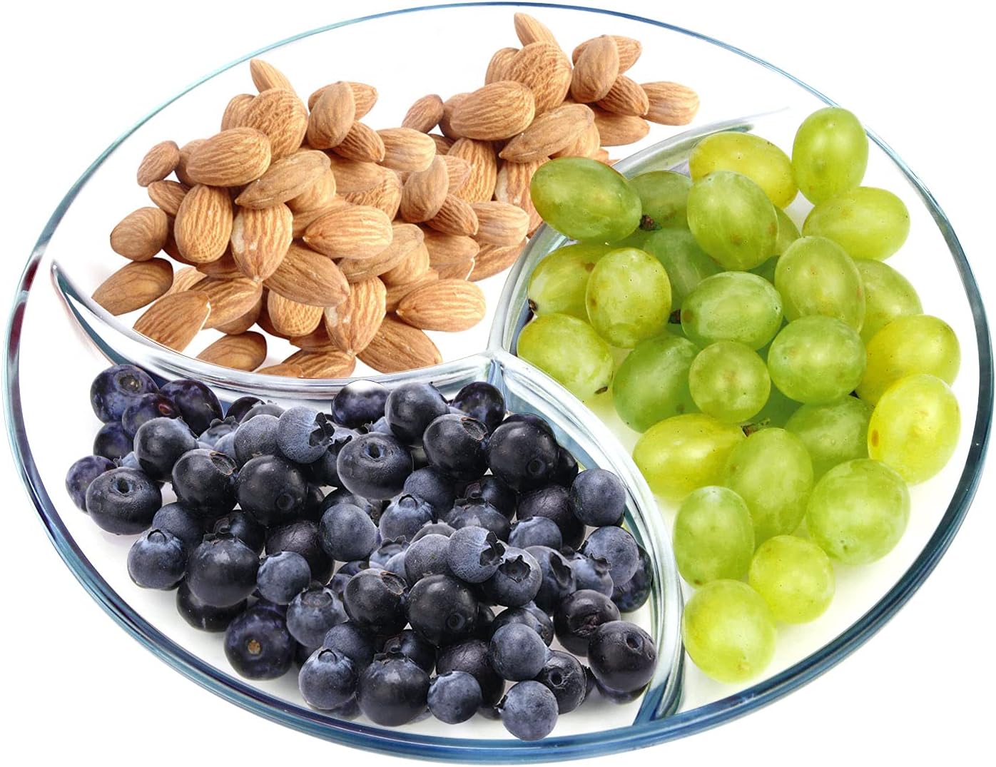 NUTRIUPS Small Round Glass SERVING Plate with Dividers