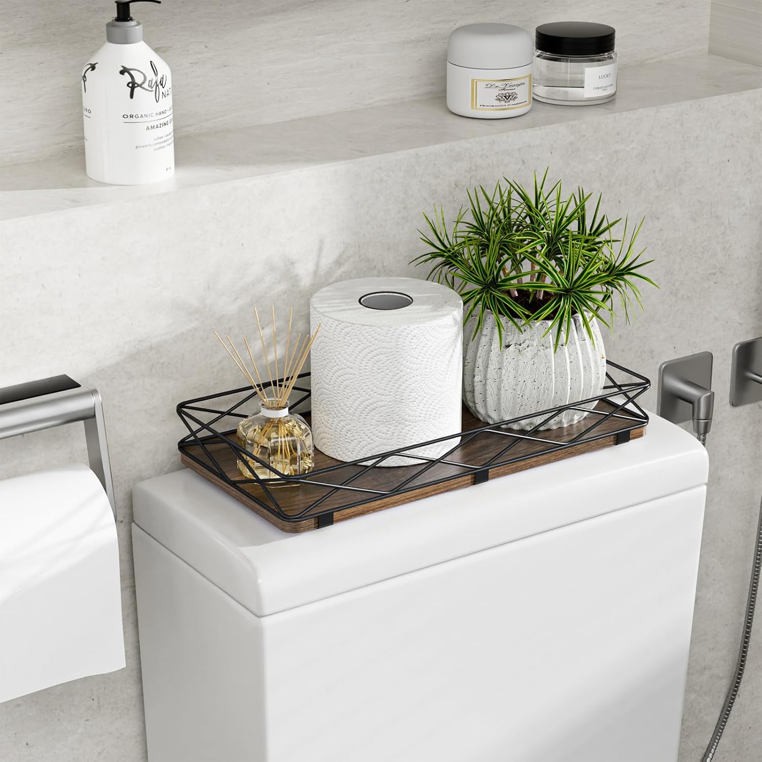 Lixple 13 Metal and Wood Toilet Tank Organizer