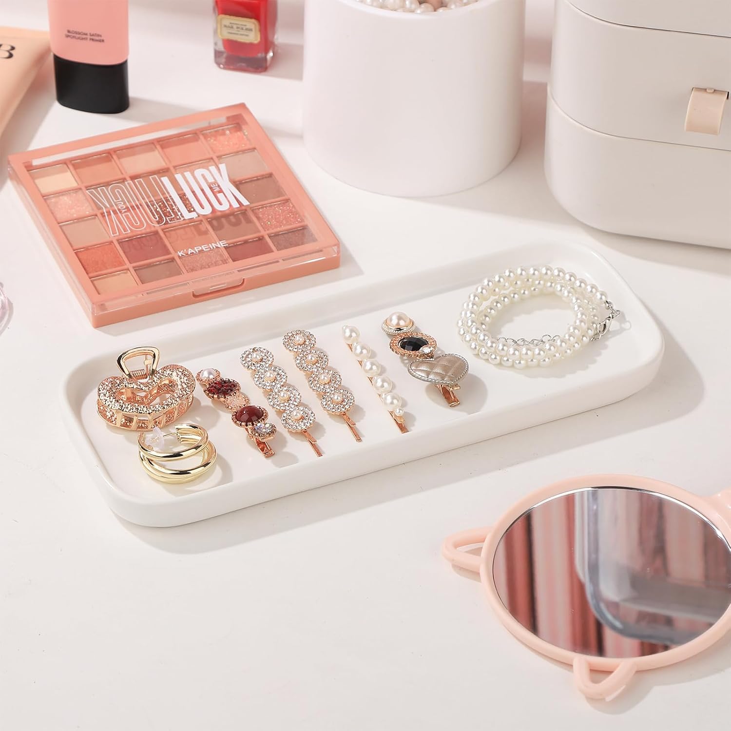 Premium White Ceramic Tray for Kitchen Bathroom Use