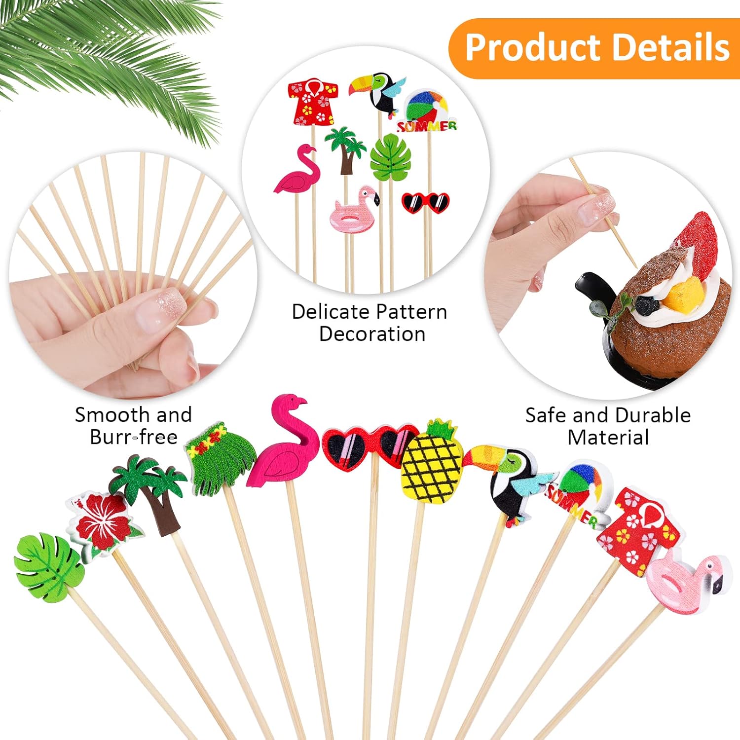 210-Piece tropical cocktail bamboo toothpick set for luau