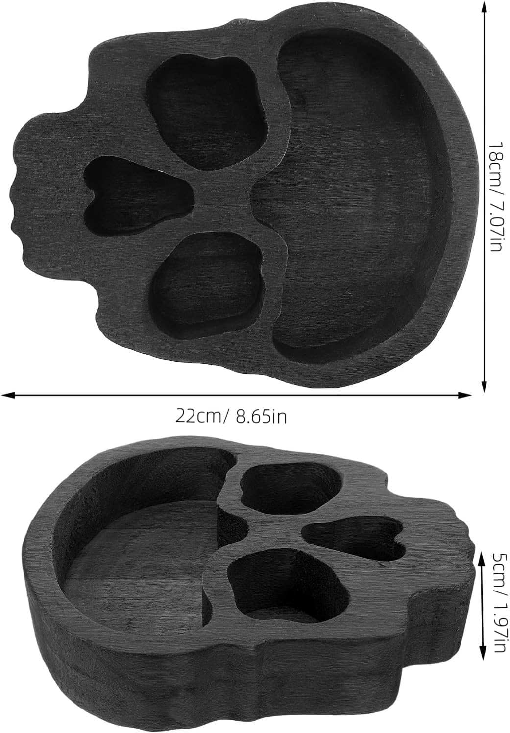 Alipis Wooden Skull Bowl Halloween Charcuterie Cheese Board