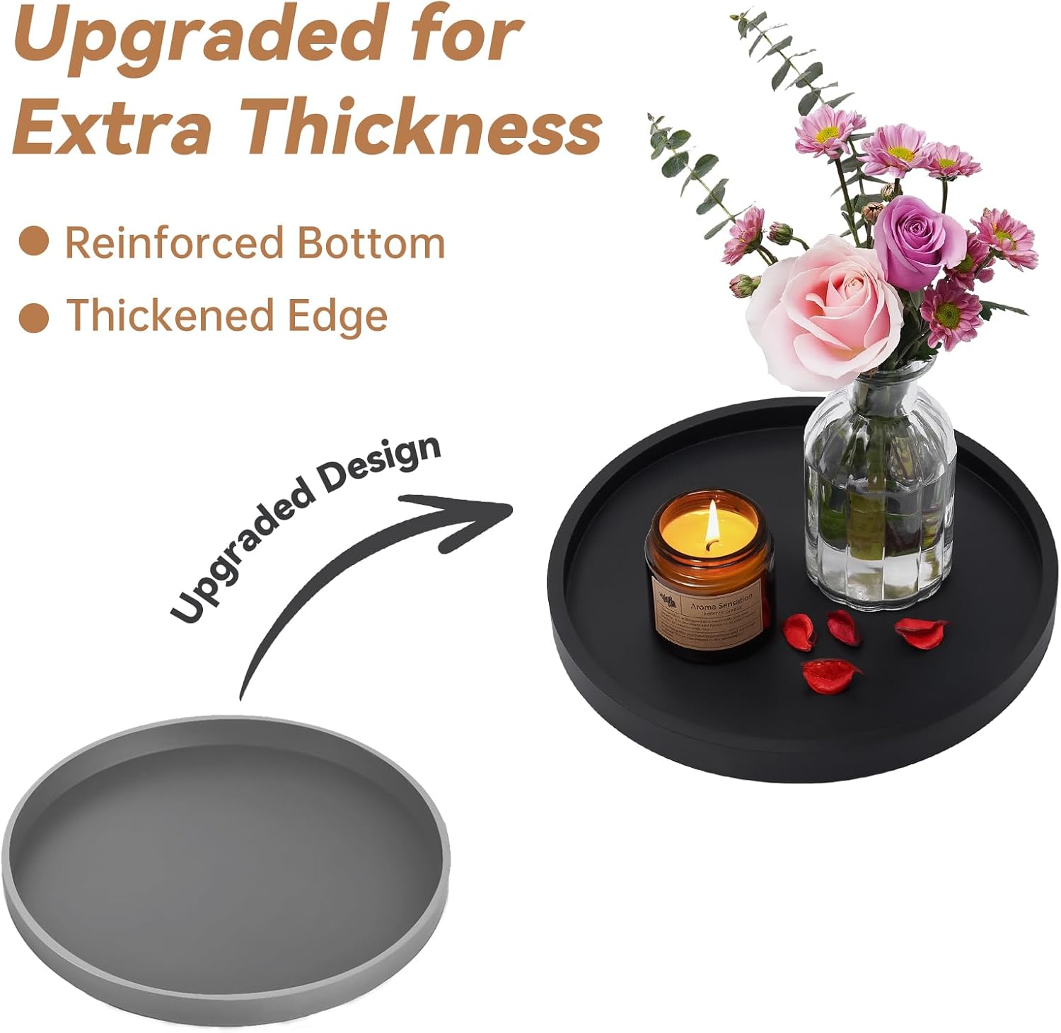 Thickened Silicone Vanity Organizer Tray for Kitchen Bathroom Use