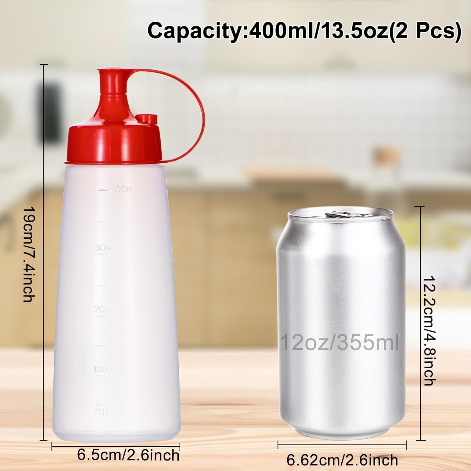 Uceoo2 Pack Condiment Squeeze Bottles - Sturdy BPA-free FDA Certified for Professional and Home Use