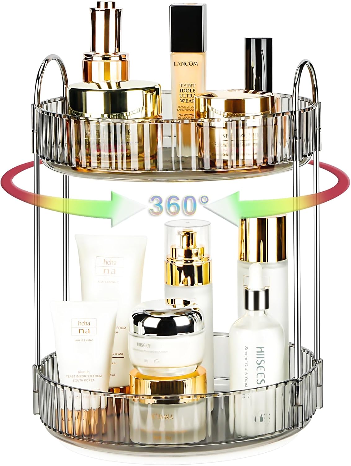 Get organized with Niluks 360-degree rotating makeup organizer Place your essentials anywhere anytime