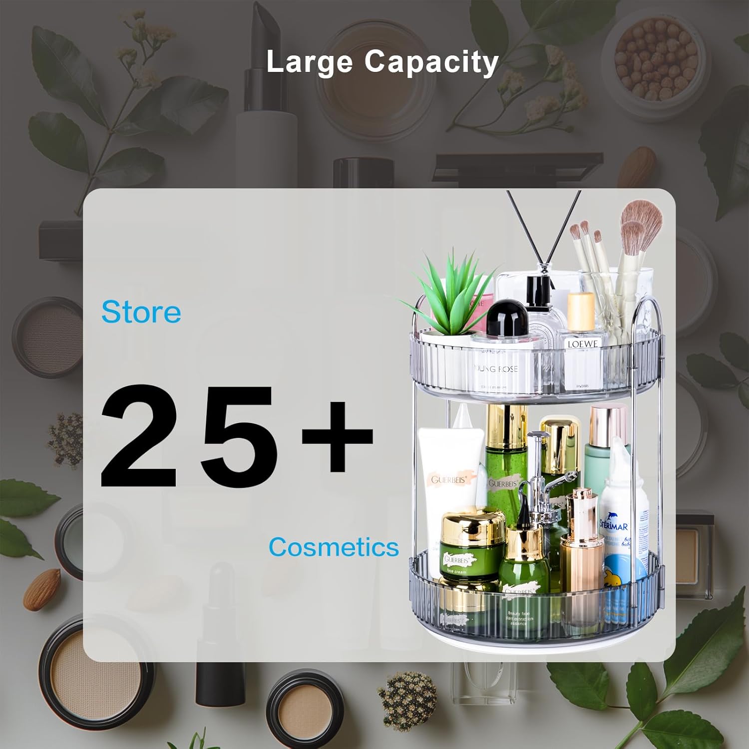 Get organized with Niluks 360-degree rotating makeup organizer Place your essentials anywhere anytime
