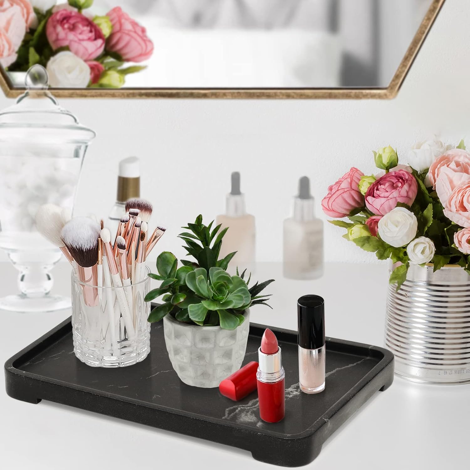 Marble Style Bathroom Vanity Tray Organizer 116x825