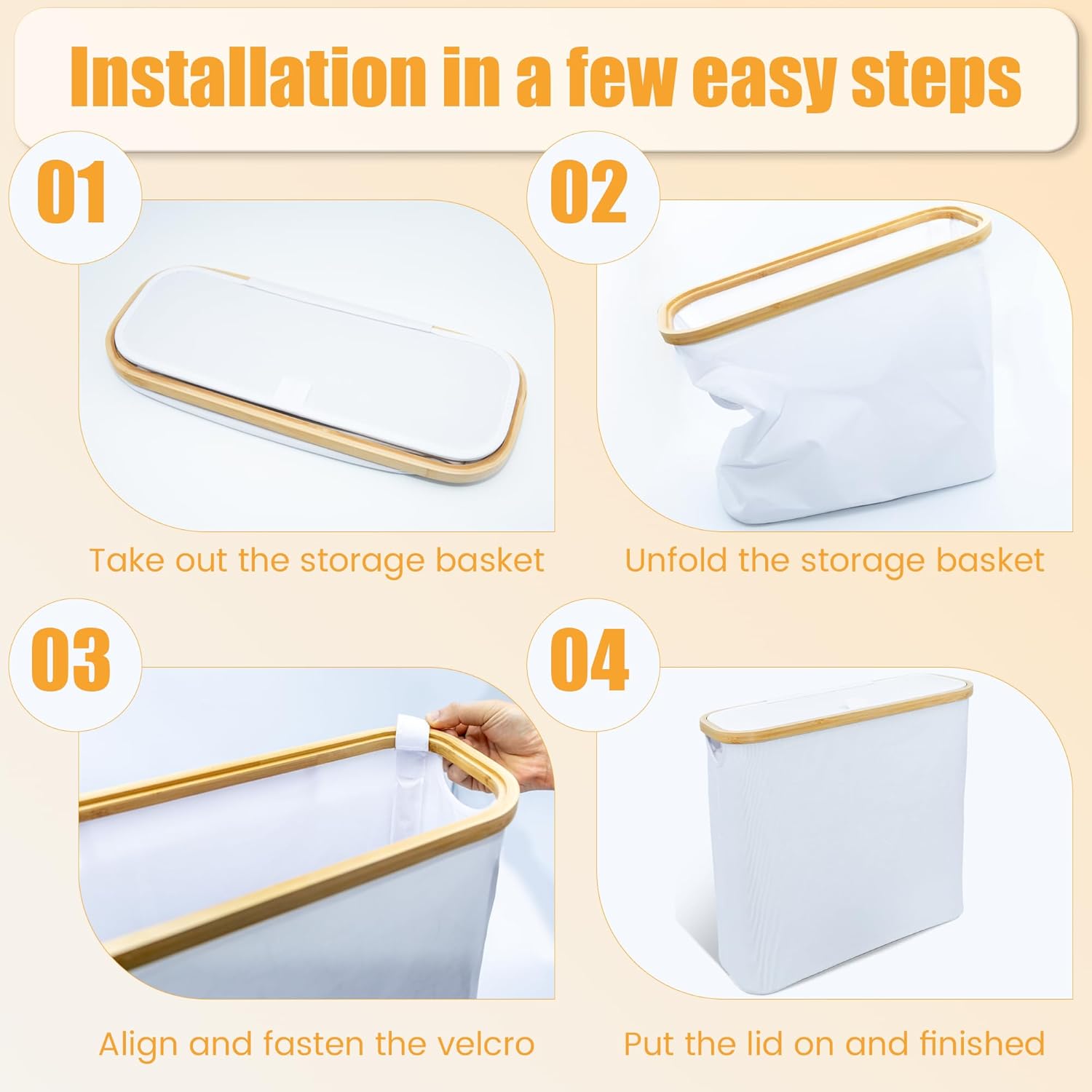 HoomTop White Toilet Paper Storage Basket with Lid