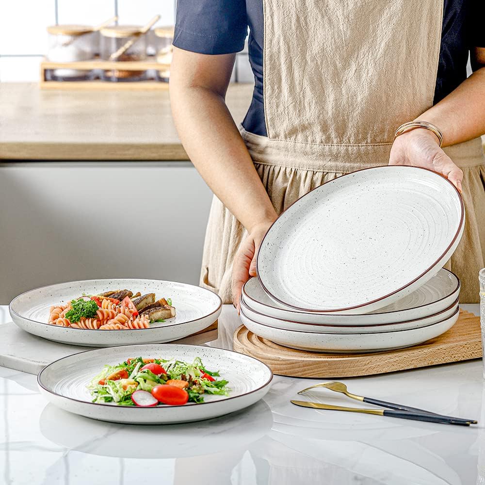 HVH Farmhouse Style Dinner Plates Set of 6 1025-Inch Ceramic Dinnerware for Home Kitchen or Gifting